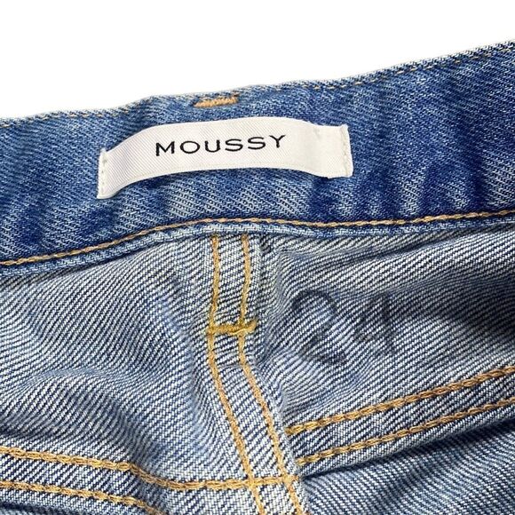 Moussy denim mini skirt hidden button fly frayed hem 24 - Picture 4 of 6